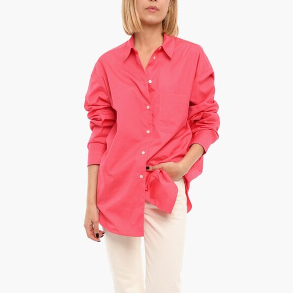 Samsoe Samsoe Luana Button Up Shirt in Bright Pink ~ LIKE NEW - Picture 1 of 10